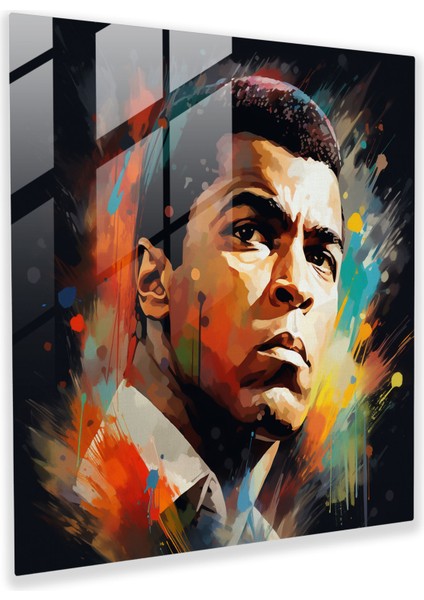 Muhammed Ali Dijital Sanat Cam Baskı - Muhammed Ali, Muhammed Ali, Karizmatik, Duvar Dekorasyonu, 30X30