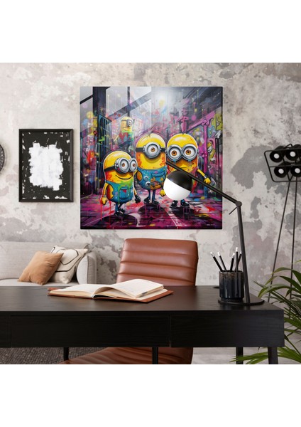 Graffiti Cam Baskı - Kentsel Ortamda Minyonlar - Minyonlar, Graffiti Tarzı, Duvar Dekorasyonu, Modern Sanat, 30X30 fiyatları