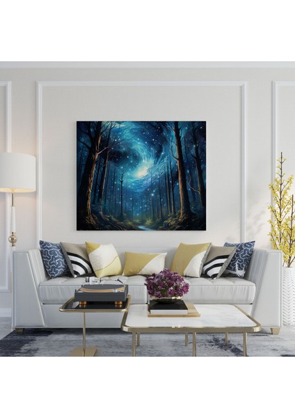 Gece Yarısı Ormanı Duvar Tablosu - Gece Yarısı, Kanvas Tablo, Duvar Sanatı, Gece Yarısı, 30X30 fiyatları
