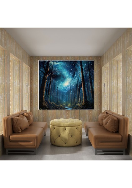 Gece Yarısı Ormanı Duvar Tablosu - Gece Yarısı, Kanvas Tablo, Duvar Sanatı, Gece Yarısı, 30X30 modelleri