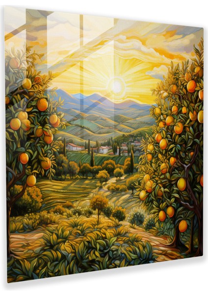 Limon Ağacı Cam Baskı - Cam Üzerine Yağlıboya Tablo - Limon Ağacı, Ev Dekorasyonu, Cam Baskı, Duvar Dekorasyonu, 30X30