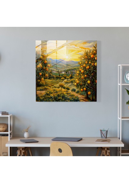 Limon Ağacı Cam Baskı - Cam Üzerine Yağlıboya Tablo - Limon Ağacı, Ev Dekorasyonu, Cam Baskı, Duvar Dekorasyonu, 30X30 modelleri