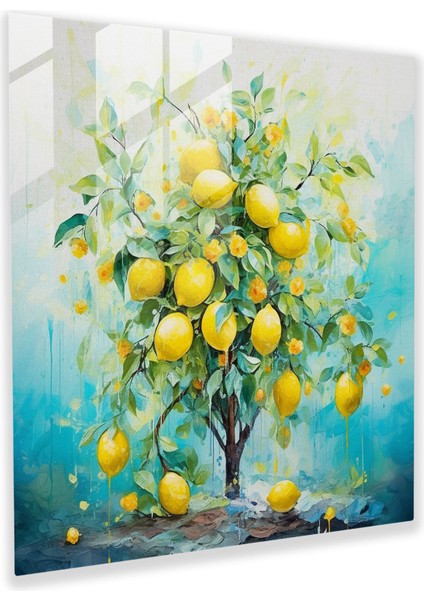 Limon Ağacı Cam Baskı - Limon Ağacı, Duvar Süslemesi, Limon Ağacı, Cam Sanatı, 30X30
