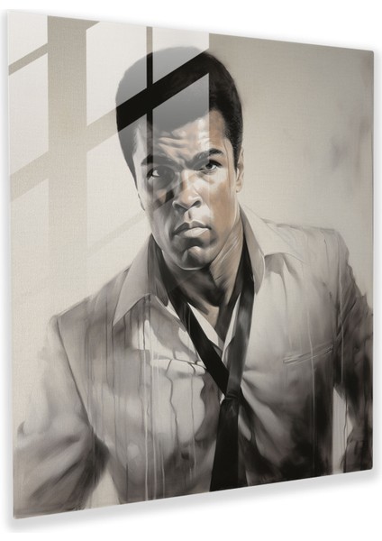 Muhammed Ali Gerçekçi Cam Baskı - Muhammed Ali, Ev Dekorasyonu, Yoğun Anlatım, Dayanıklılık, 30X30