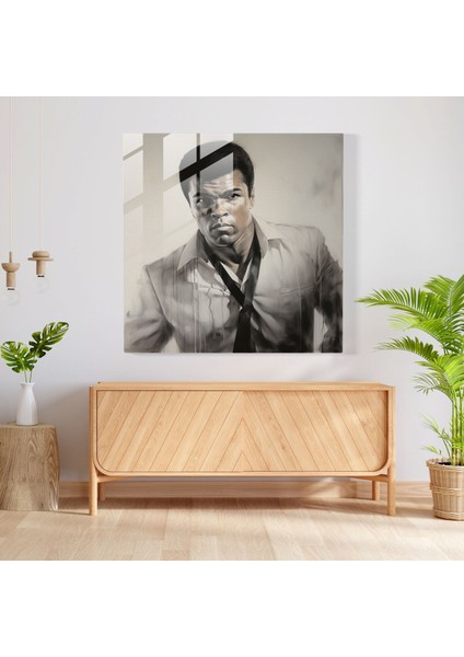 Muhammed Ali Gerçekçi Cam Baskı - Muhammed Ali, Ev Dekorasyonu, Yoğun Anlatım, Dayanıklılık, 30X30 fiyatları