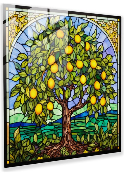 Kaprisli Limon Ağacı Vitray Panel - Limon Ağacı, Vitray Panel, Limon Ağacı, Kaprisli Tasarım, 30X30