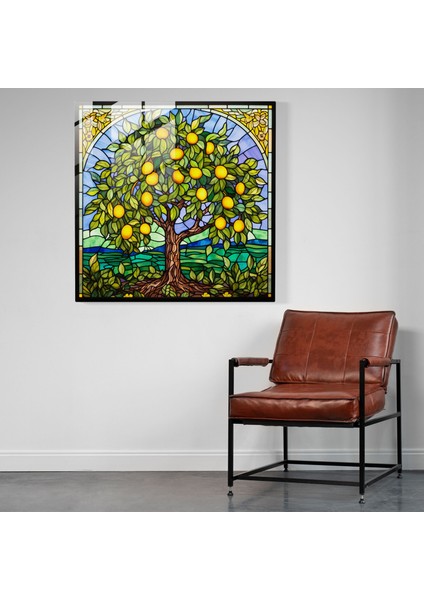 Kaprisli Limon Ağacı Vitray Panel - Limon Ağacı, Vitray Panel, Limon Ağacı, Kaprisli Tasarım, 30X30