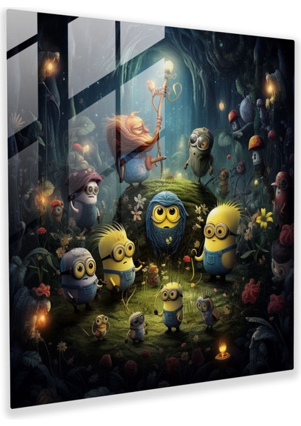 Minyonlar Cam Baskı - Minyonlar, Cam Sanatı, Cam Baskı, Büyü, 30X30