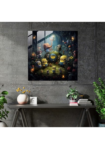 Minyonlar Cam Baskı - Minyonlar, Cam Sanatı, Cam Baskı, Büyü, 30X30 modelleri