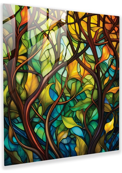 Vitray Yosun Cam Baskı - Yosun, Modern Sanat, Duvar Dekorasyonu, Vitraydan Esinlenmiş, 30X30