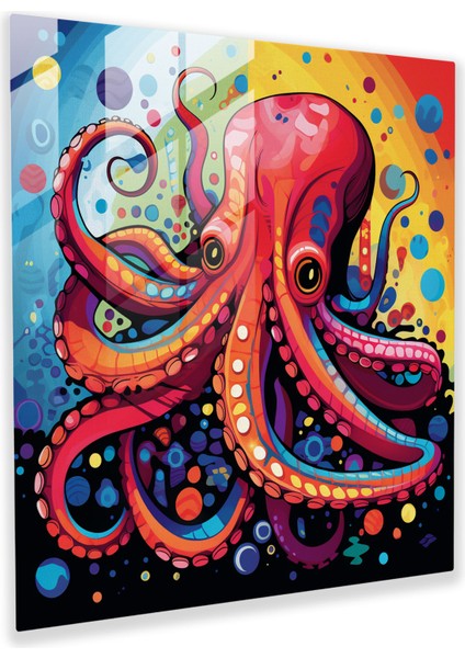 Ahtapot Cam Baskı - Pop Art Ahtapot Duvar Tablosu - Ahtapot, Ev Dekorasyonu, Cam Duvar Sanatı, Cam Sanatı, 30X30