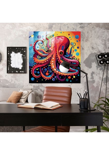 Ahtapot Cam Baskı - Pop Art Ahtapot Duvar Tablosu - Ahtapot, Ev Dekorasyonu, Cam Duvar Sanatı, Cam Sanatı, 30X30