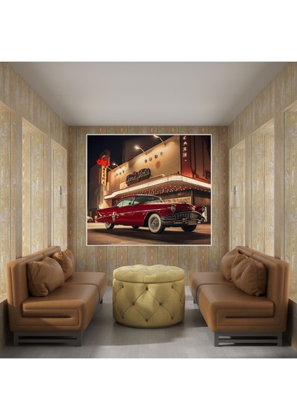 Nostalji Retro Tarzı Fotoğraf Kanvas Tablo - Klasik Araba ve Vintage Sinema - Nostalji, Duvar Sanatı, Sinematik Nostalji, Fotoğraf, 100X100 fiyatları