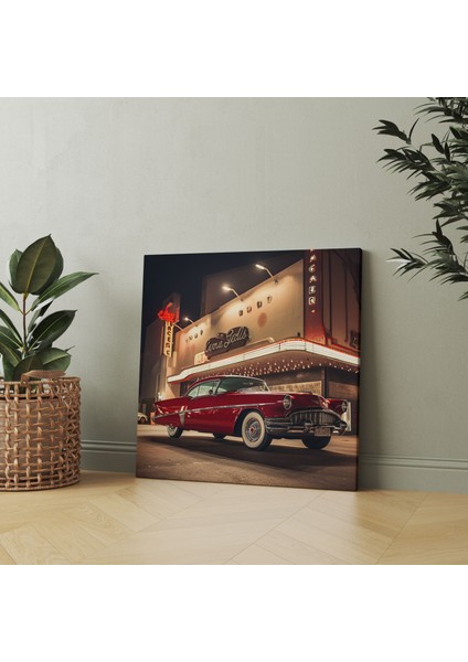 Nostalji Retro Tarzı Fotoğraf Kanvas Tablo - Klasik Araba ve Vintage Sinema - Nostalji, Duvar Sanatı, Sinematik Nostalji, Fotoğraf, 100X100 modelleri