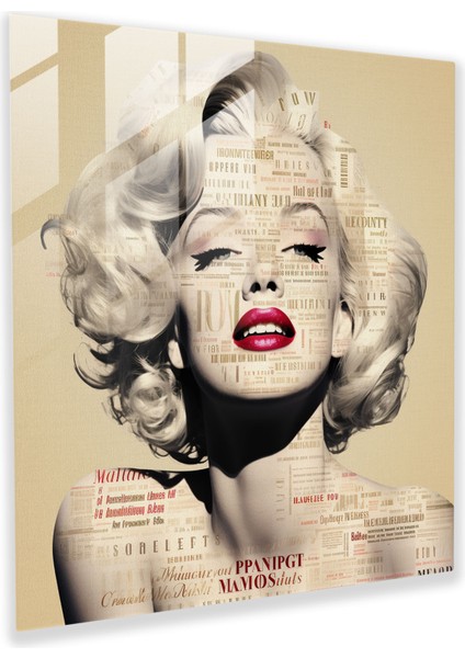 Marilyn Monroe Cam Baskı - Marilyn Monroe, Tipografi, Cam Baskı, Cam Duvar Sanatı, 30X30