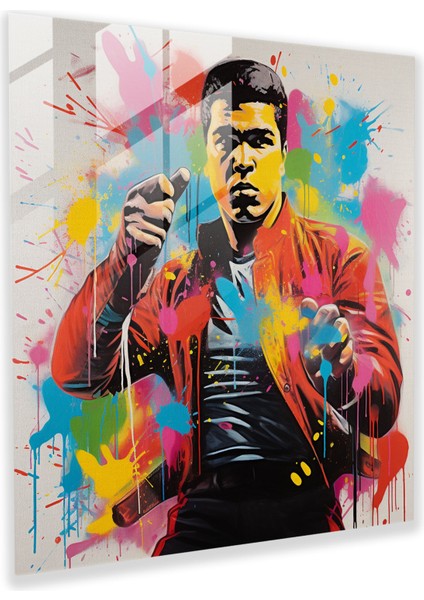 Etkili Muhammed Ali Cam Baskı - Muhammed Ali, Muhammed Ali, Cam Duvar Tablosu, Grafiti, 30X30