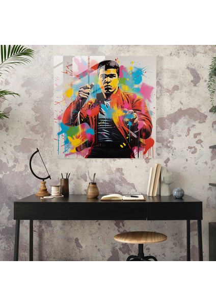 Etkili Muhammed Ali Cam Baskı - Muhammed Ali, Muhammed Ali, Cam Duvar Tablosu, Grafiti, 30X30