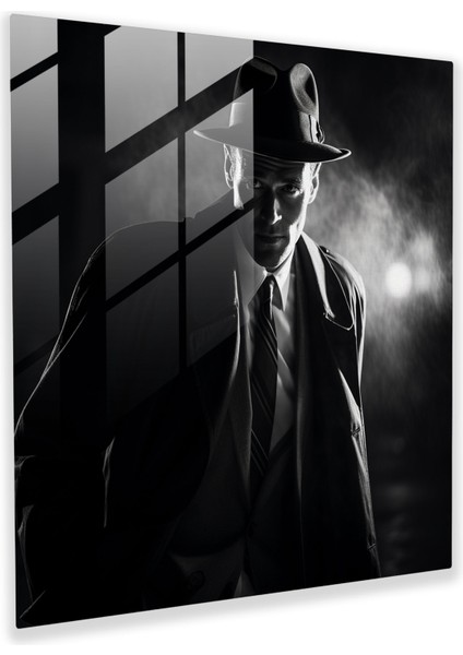 Gece Yarısı Noir Cam Baskı - Gece Yarısı, Cam Sanatı, Siyah Beyaz Film Noir, Gece Yarısı Noir, 30X30