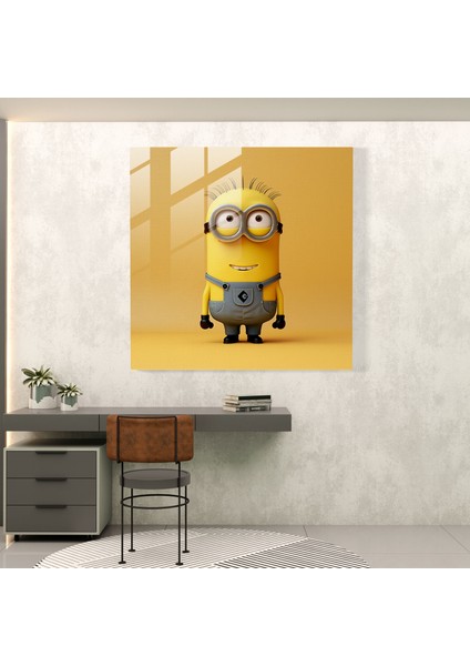 Minyonlar Cam Baskı - Minimalist Tasarım - Minyonlar, Duvar Süslemesi, Cam Sanatı, Cam Baskı, 30X30 fiyatları