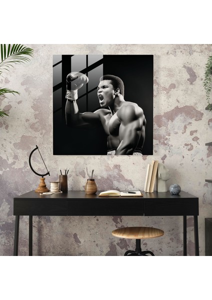Muhammed Ali Cam Baskı - Muhammed Ali, Kararlılık, Zafer, Cam Baskı, 30X30
