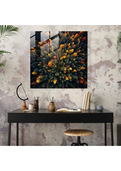 Hava Yaprakları Cam Baskı - Yapraklar, Ormanlar, Yapraklar, Doğa, 30X30 fiyatları