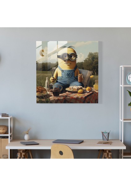 Minyonlar Cam Baskı - Retro Piknik - Minyonlar, Modern Sanat, Retro Piknik, Nostaljik Cazibe, 30X30 modelleri