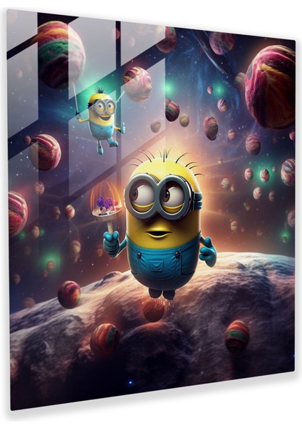 Minions Cam Baskı - Kozmik Macera - Minyonlar, Duvar Süslemesi, Canlı Renkler, Kozmik Macera, 30X30