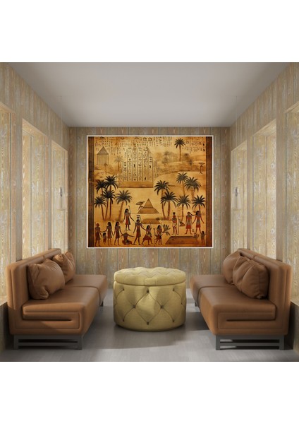 Papirüs Duvar Tablosu - Firavunlar ve Piramitler - Papirüs, Duvar Süslemesi, Ev Dekorasyonu, Antik Mısır, 30X30