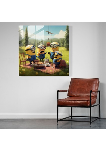 Minions Cam Tablo - Minyonlar, Cam Sanatı, Cam Baskı, Karikatür, 30X30 fiyatları