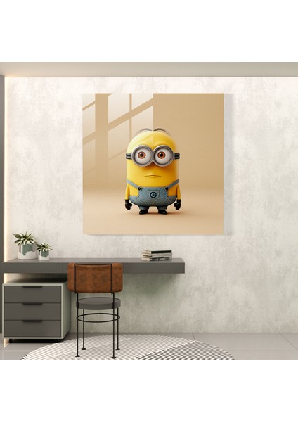 Minimalist Minion Cam Baskı - Minyonlar, Minionlar, Temiz Arka Plan, Cam Sanatı, 30X30 fiyatları