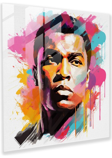 Muhammed Ali Soyut Illüstrasyon Cam Baskı - Muhammed Ali, Muhammed Ali, Ev Dekorasyonu, Cam Sanatı, 30X30