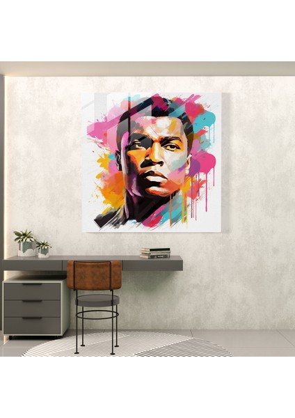 Muhammed Ali Soyut Illüstrasyon Cam Baskı - Muhammed Ali, Muhammed Ali, Ev Dekorasyonu, Cam Sanatı, 30X30 modelleri