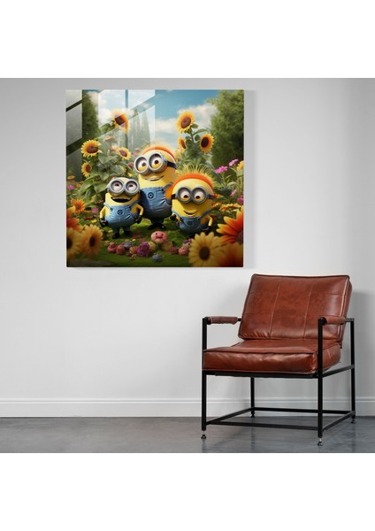Minionlar Cam Baskı - Çiçek Cenneti - Minionlar, Ev Dekorasyonu, Duvar Dekorasyonu, Minionlar, 30X30 fiyatları