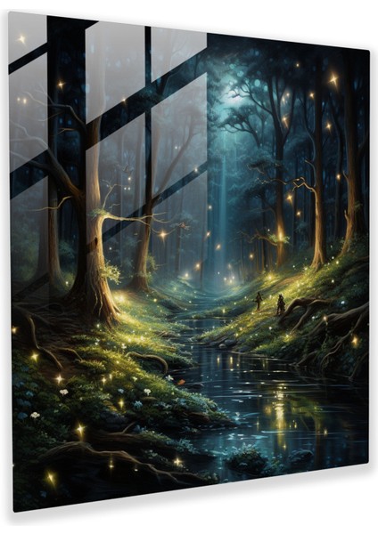 Gece Yarısı Gerçekçi Cam Duvar Sanatı - Gece Yarısı, Gizem, Duvar Dekorasyonu, Gece Yarısı, 30X30