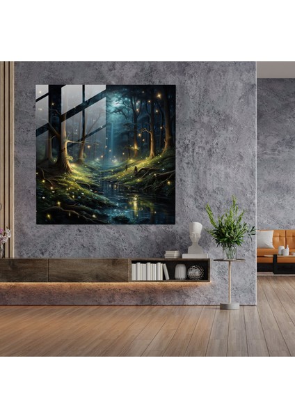 Gece Yarısı Gerçekçi Cam Duvar Sanatı - Gece Yarısı, Gizem, Duvar Dekorasyonu, Gece Yarısı, 30X30 fiyatları