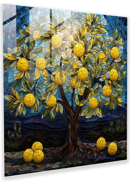 Gerçeküstü Limon Ağacı Cam Baskı - Limon Ağacı, Duvar Süslemesi, Limon Ağacı, Cam Baskı, 30X30