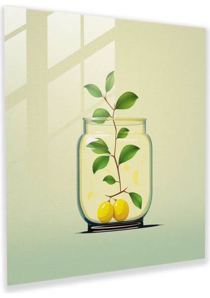 Limon Ağacı Cam Baskı - Limon Ağacı, Modern Sanat, Cam Duvar Sanatı, Limon Ağacı, 30X30