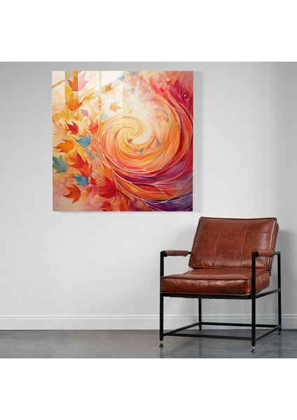 Sonbahar Yaprakları Cam Baskı - Yapraklar, Modern Sanat, Soyut, Sonbahar, 30X30