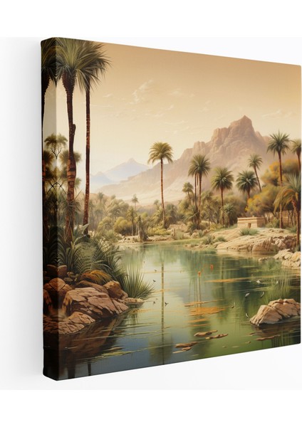 Papirüs Duvar Tablosu - Desert Oasis Kanvas Tablo - Papirüs, Duvar Dekorasyonu, Kanvas Tablo, Kanvas Tablo, 30X30