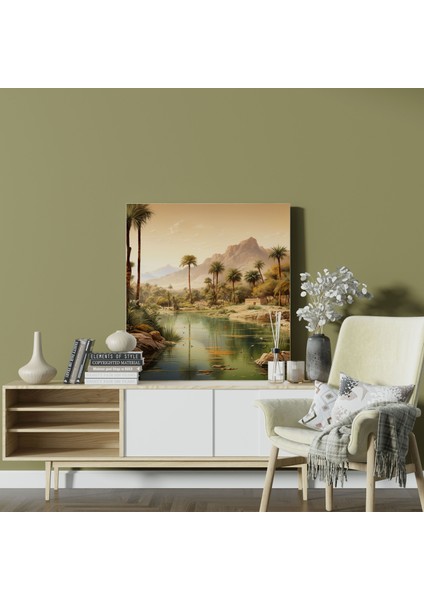 Papirüs Duvar Tablosu - Desert Oasis Kanvas Tablo - Papirüs, Duvar Dekorasyonu, Kanvas Tablo, Kanvas Tablo, 30X30