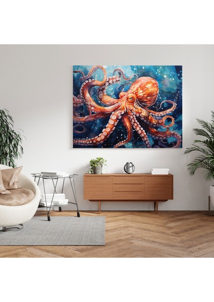 Ahtapot Kanvas Tablo - Suluboya Tablo - Ahtapot, Kanvas Tablo, Kanvas Tablo, Ahtapot, 30X30 modelleri