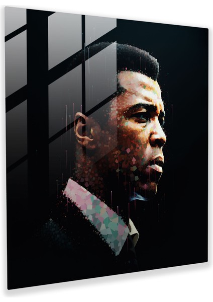 Muhammed Ali Dijital Sanat Cam Baskı - Muhammed Ali, Cam Sanatı, Cam Duvar Sanatı, Duvar Dekorasyonu, 30X30