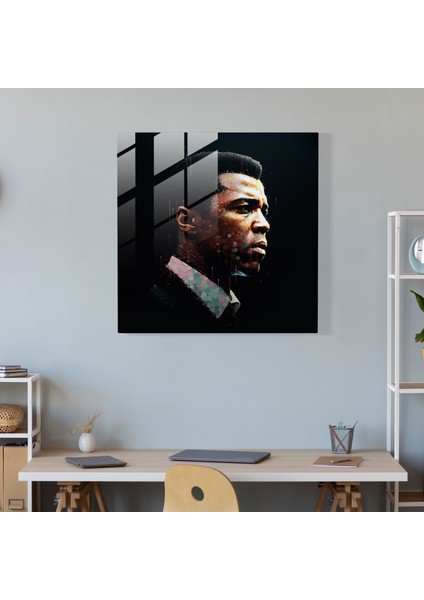 Muhammed Ali Dijital Sanat Cam Baskı - Muhammed Ali, Cam Sanatı, Cam Duvar Sanatı, Duvar Dekorasyonu, 30X30