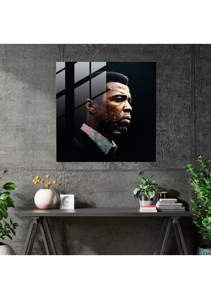 Muhammed Ali Dijital Sanat Cam Baskı - Muhammed Ali, Cam Sanatı, Cam Duvar Sanatı, Duvar Dekorasyonu, 30X30
