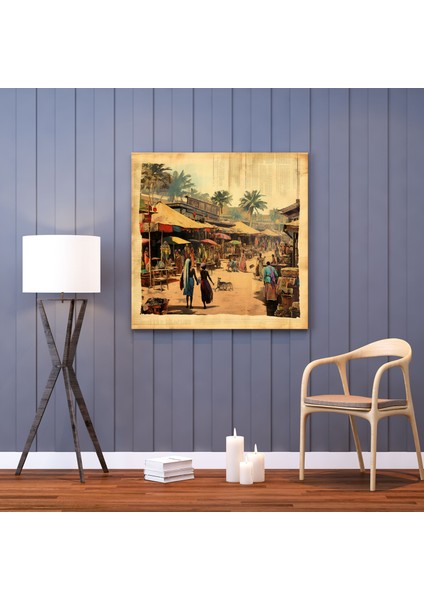 Papirüs Duvar Tablosu - Canlı Pazar Yeri Kanvas Tablo - Papirüs, Pazar Yeri Sahnesi, Kanvas Tablo, Papirüs, 30X30 fiyatları