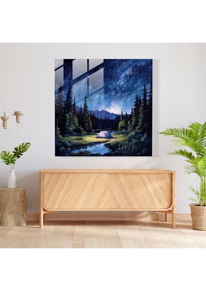 Gece Yarısı Serenity Cam Baskı - Gece Yarısı, Modern Sanat, Cam Duvar Sanatı, Yıldızlı Gece Gökyüzü, 30X30 fiyatları