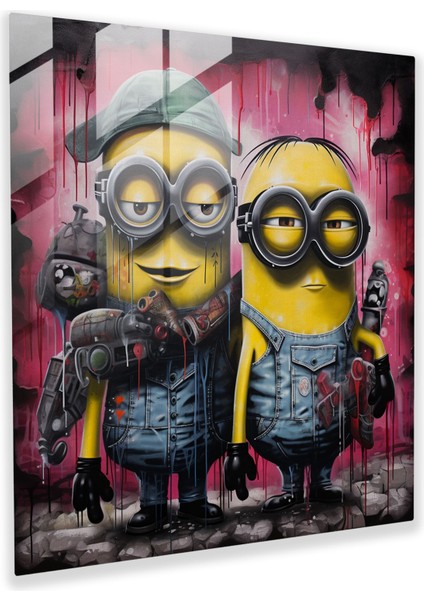 Sokak Minyonları Cam Baskı - Minyonlar, Kent Kültürü, Cam Sanatı, Isyan, 30X30