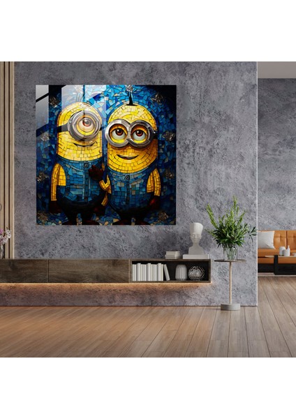 Minyonlar Vitray Baskı - Minyonlar, Minyonlar, Mozaik Desenler, Duvar Dekorasyonu, 30X30 fiyatları