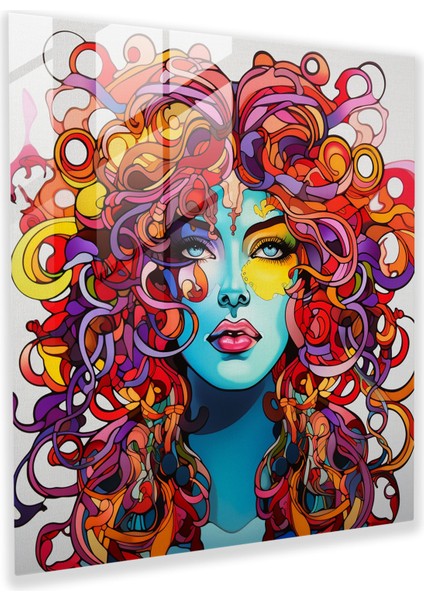Medusa Pop Art Cam Duvar Sanatı - Canlı ve Dinamik Çizgi Roman Tarzı Tasvir - Medusa, Çizgi Roman Tarzı, Cam Sanatı, Dinamik, 30X30
