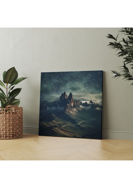 Gece Yarısı Dağları Kanvas Tablo - Gece Yarısı, Kanvas Tablo, Ruhani, Yıldızlı Gece Gökyüzü, 30X30 fiyatları